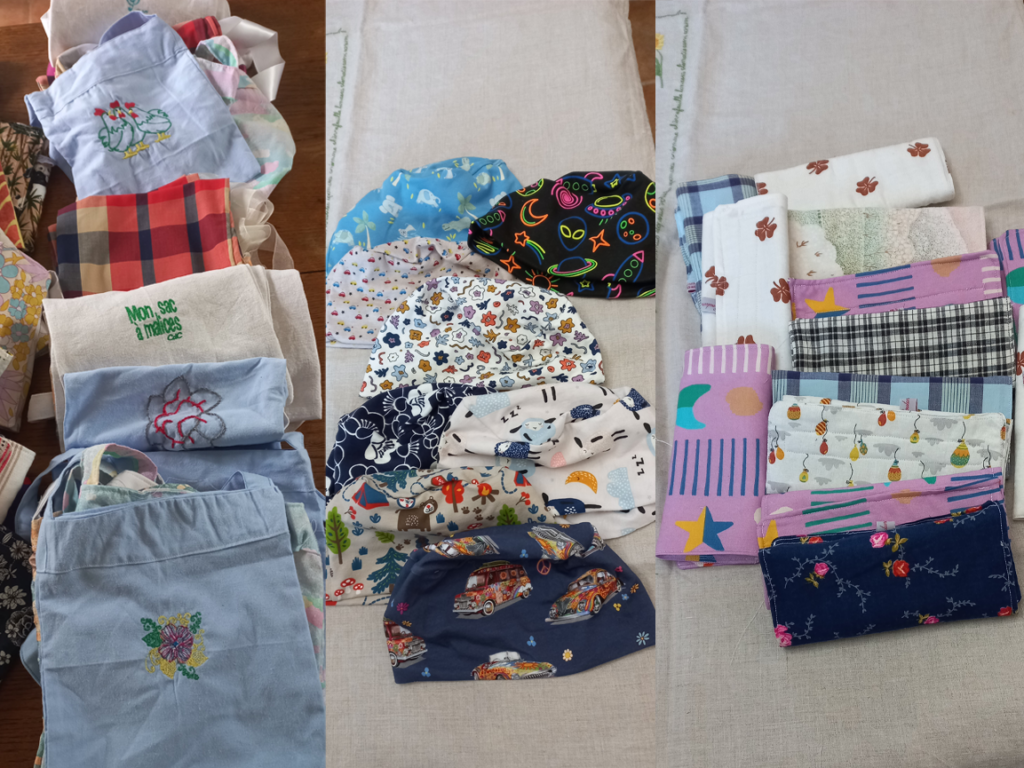 Sacs à Redon, calots de chimio et protèges-ceinture