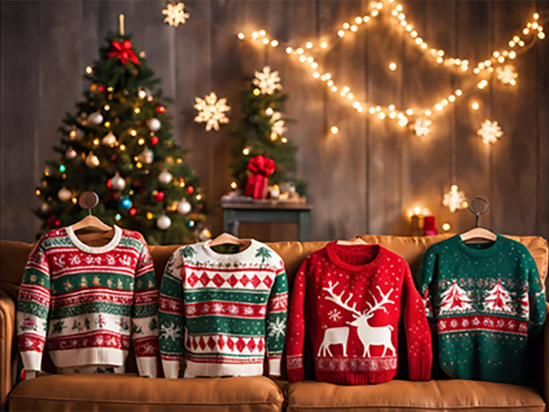 Lire la suite à propos de l’article Le Pull de Noël :  tradition, fun et astuces écoresponsables !